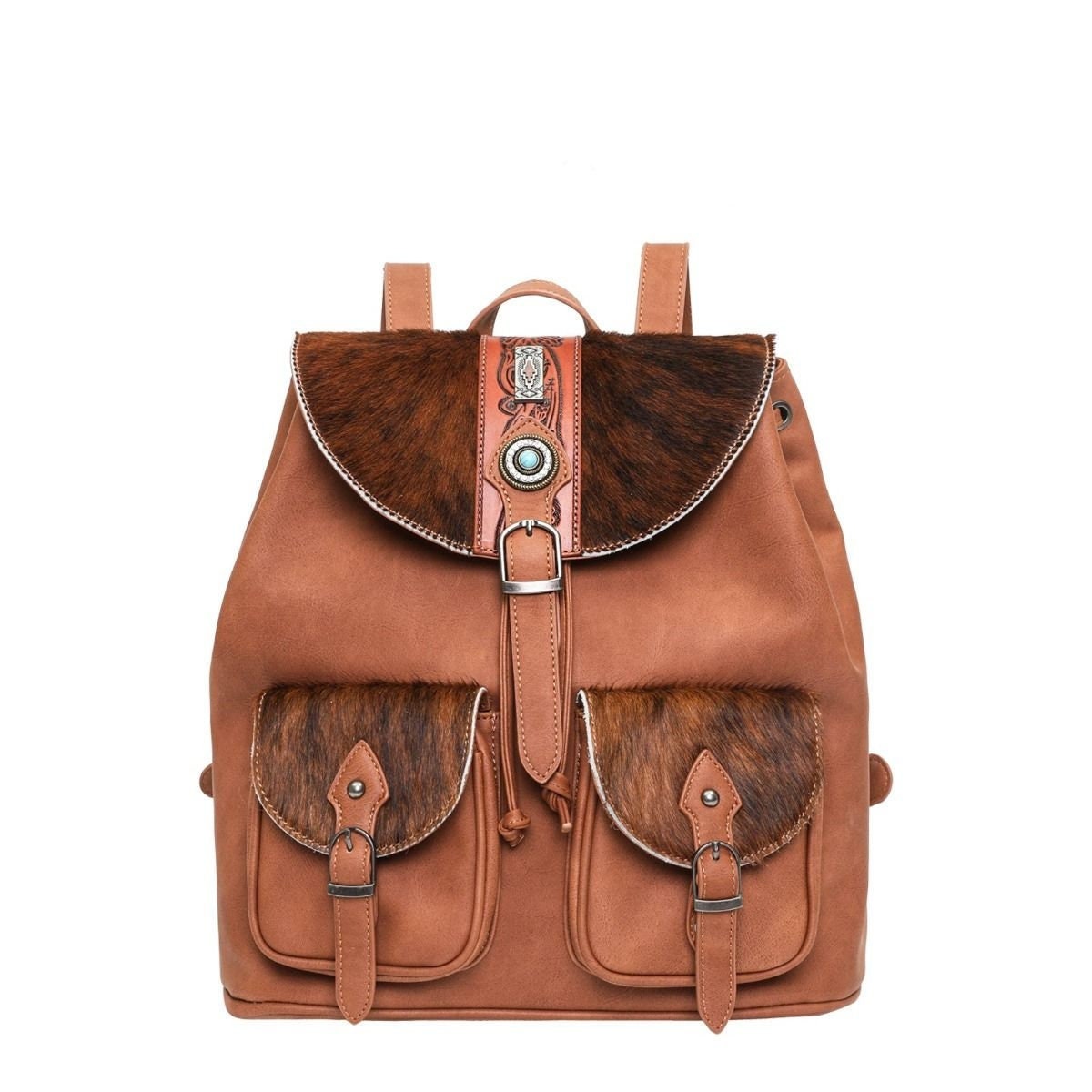 MONTANA RODEO Leather Backpack in a Rich Brown Color UNISEX WG143-9110 Wrangler 100% Genuine Leather Backpack - Brown  main image 4