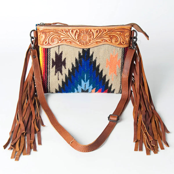 Leather Saddle Blanket Fringe Crossbody