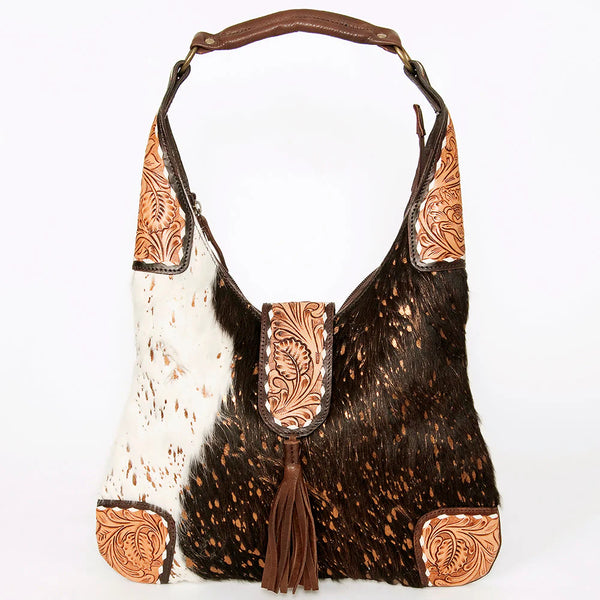 Western Leather Hobo Handbag Tote-Copper Shimmer
