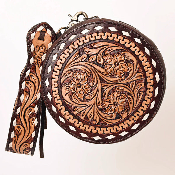 Tooled Leather Canteen Wristlet