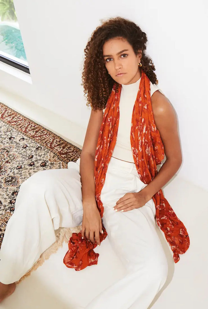 Bamboo Scarf-Matera Scarves Burnt Orange - BELLISIMA HANDBAGS USA