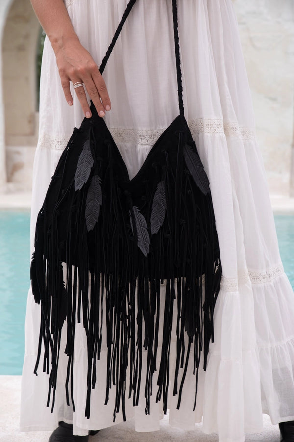 Bohemian Fringed Shoulder Bag-The Artisan Rose Collection