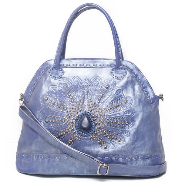 Queen Peacock Handbag Tote Metallic Violet