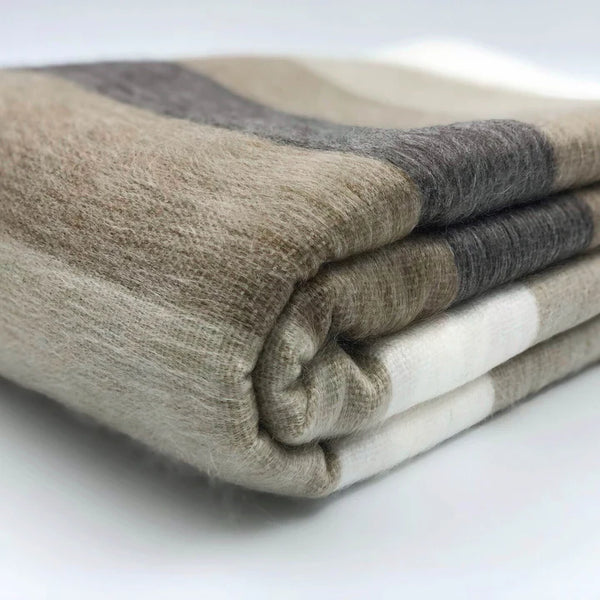 Alpaca Wool Throw Blanket-Neutral Tones