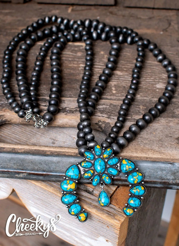 Squash Blossom Turquoise Stone Necklace - BELLISIMA HANDBAGS USA