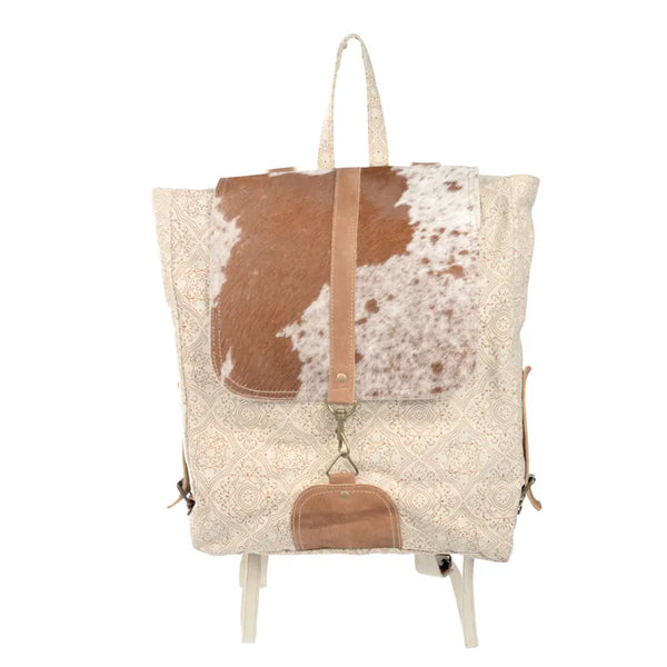 Cowhide Leather & Canvas Backpack