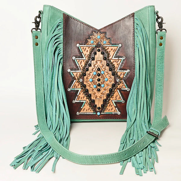Cowhide Leather Fringe Crossbody Shoulder Bag