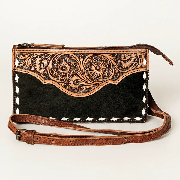 Tooled Leather Clutch Shoulder Bag