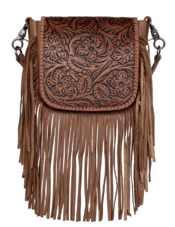 Leather Fringe Brown Crossbody