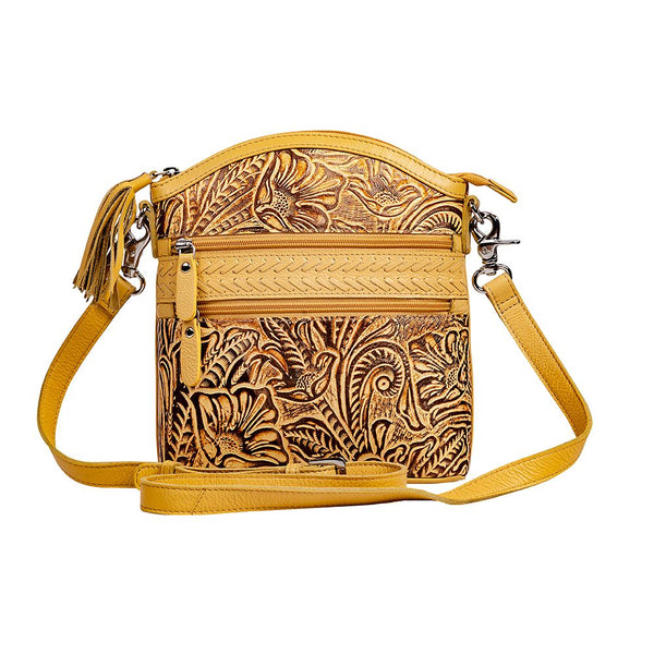 Front View of Myra Small Embossed Crossbody Bag