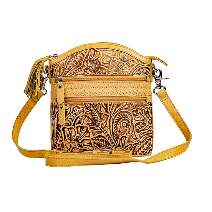 Front View of Myra Small Embossed Crossbody Bag