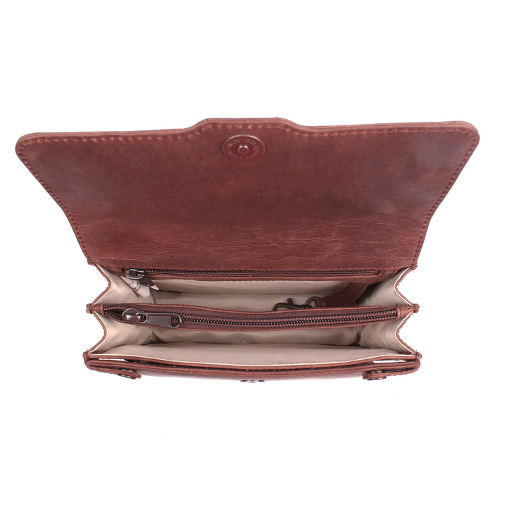 Organizer section of Jolene crossbody with card slots and zip pockets