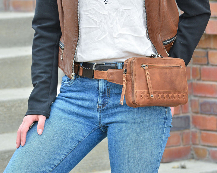 Lady Conceal Kailey Fanny Belt Bag Cognac Leather