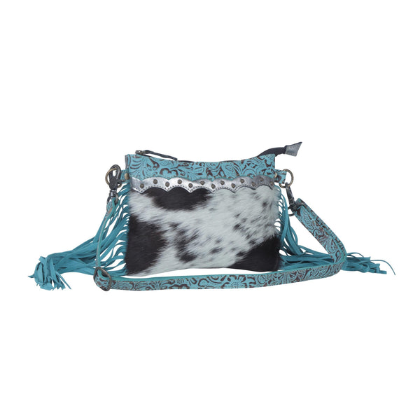 Myra Leather Fringe Crossbody-Azure