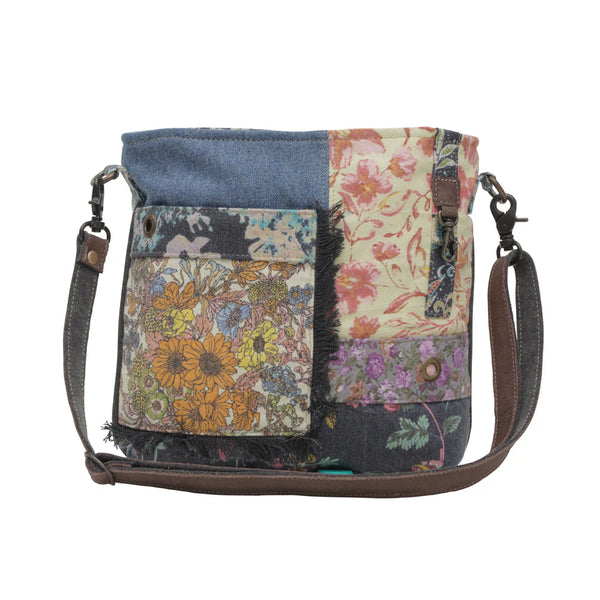 Le Fleur Blu Floral Canvas & Leather Shoulder Bag – Myra Bag