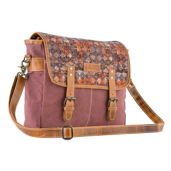 Leather & Canvas Sangria Shoulder Bag