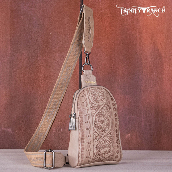 Trinity Ranch Floral Tooled Sling Bag