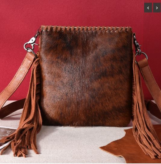 Trinity Ranch Hair-On Cowhide Fringe Concealed Carry Crossbody Bag