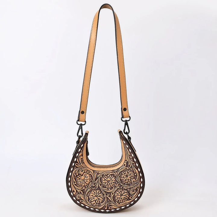 Front view picture 2 of ADBGZ878 American Darling crossbody bag in genuine leather with hand-tooled floral Western design.