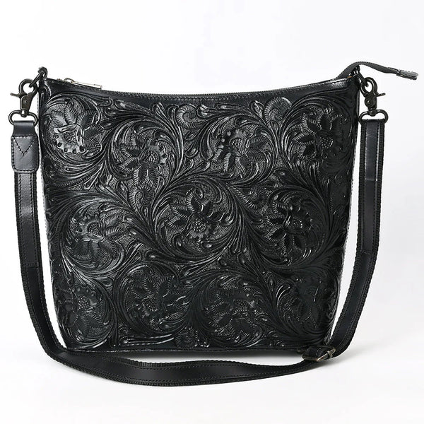 Front view of ADBGZ898A American Darling Western crossbody bag in genuine hand-tooled leather.