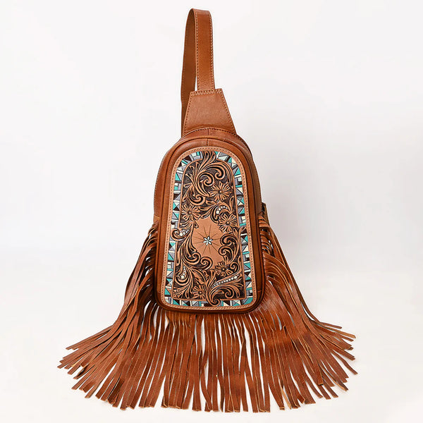 Hand-Tooled Leather Fringe Sling Bag | Rodeo Trends