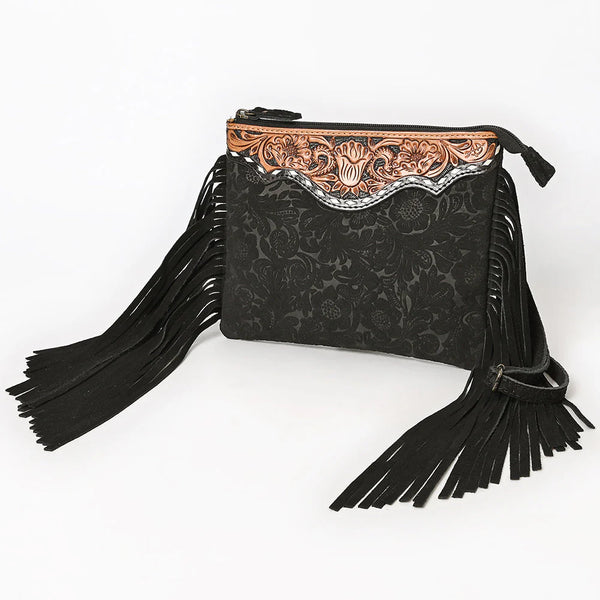 Ella Tooled Leather Fringed Crossbody