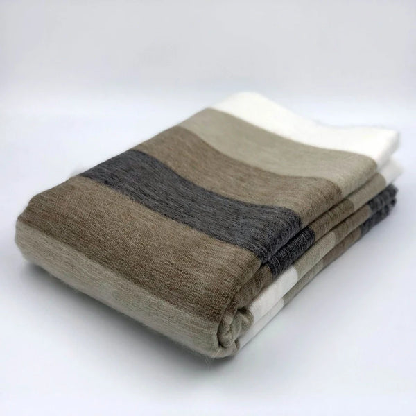 Alpaca Wool Throw Blanket-Brown Tones