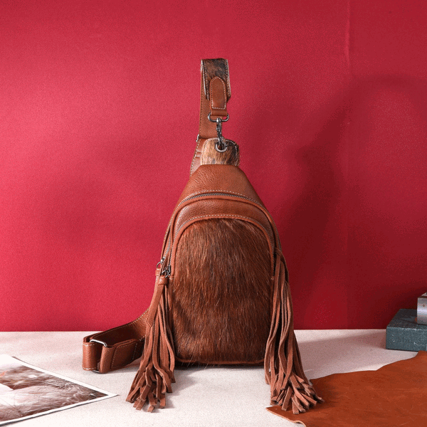 Genuine Hair-On Cowhide Sling Bag