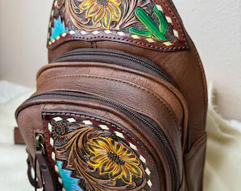 Western Tooled Leather Sling