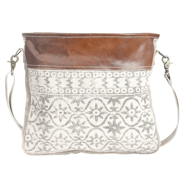 Canvas & Leather Crossbody-Tapestry Shoulder Bag