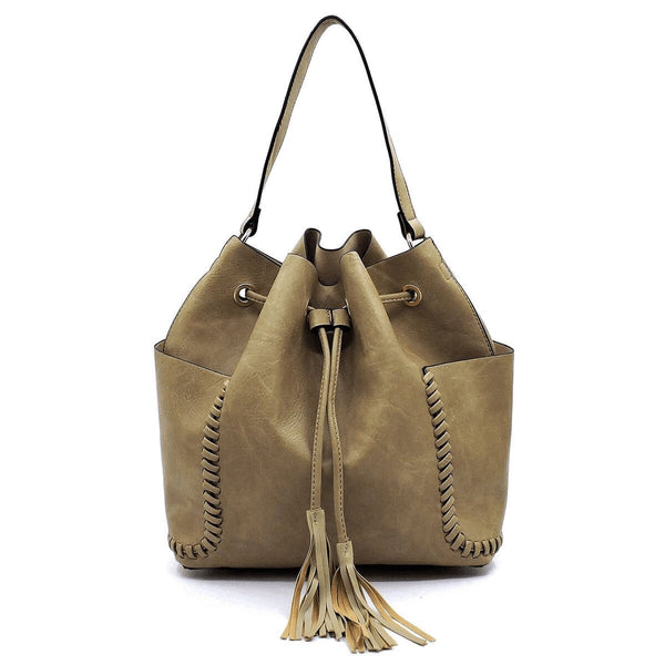 Bucket Drawstring 3-in-1  Taupe Shoulder Bag