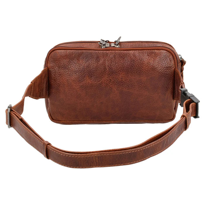 Back of Laney Concealed Carry Leather Bag with Brown Strap.