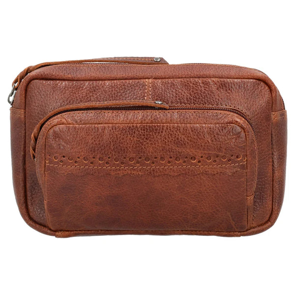 Front view of LCL-166CG Lady Conceal crossbody bag in cognac full-grain leather with classic Western styling.