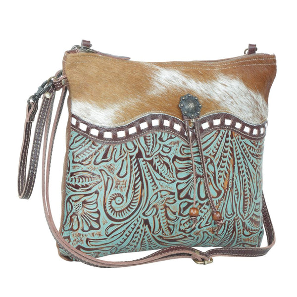 Leather & Canvas Crossbody-Myra Blue Isle