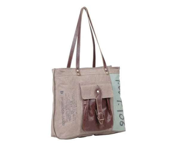 Vintage Vibes Canvas & Leather Shoulder Bag