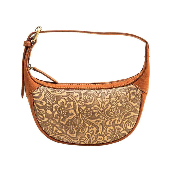 U-Turn Tooled Leather Floral Handbag Purse