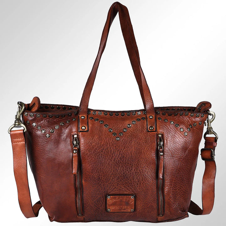 Back view of SWC135 tote in genuine leather with smooth finish and artisan handcrafting – part of the Rodeo Trends collection.
